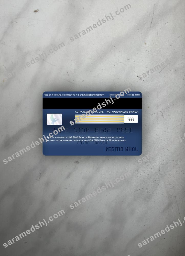 USA BMO Bank of Montreal bank visa classic card photolook back